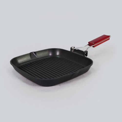 Caesar Nonstick Folding Grill Pan | Ideal for Barbeque, Tandoori & Sandwiches | Smart Folding Handle | Space Saver | Gas & Induction Friendly | PFOA Free | 2.3L | 5 Year Warranty | Black